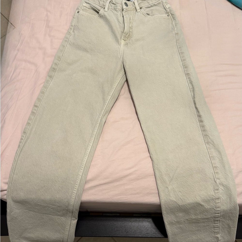Zara Off-White Denim Trousers